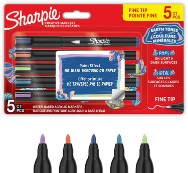 Sharpie creative marker acrylverf pennen | aardetinten | watergedragen verfmarkers | fijne punt | knutsel- en kunstbenodigdheden | diverse kleuren | 5 stuks