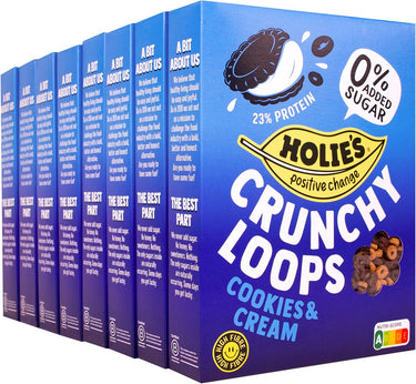 Holie's crunchy loops cookies cream 8x 350gr - ontbijtgranen - suikervrij - gezond - vegan