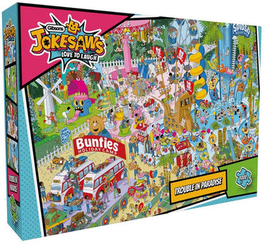 Gibsons - jokesaws: trouble in paradise (door andy tudor) - 1000 stukjes 68×49cm (b×h) - legpuzzel voor volwassenen