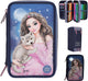 Depesche - topmodel 3-vaks etui met led - wolf
