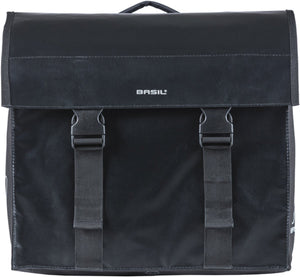 Basil urban load dubbele fietstas mik, 48-53l, zwart - regenbestendig - reflectiedetails