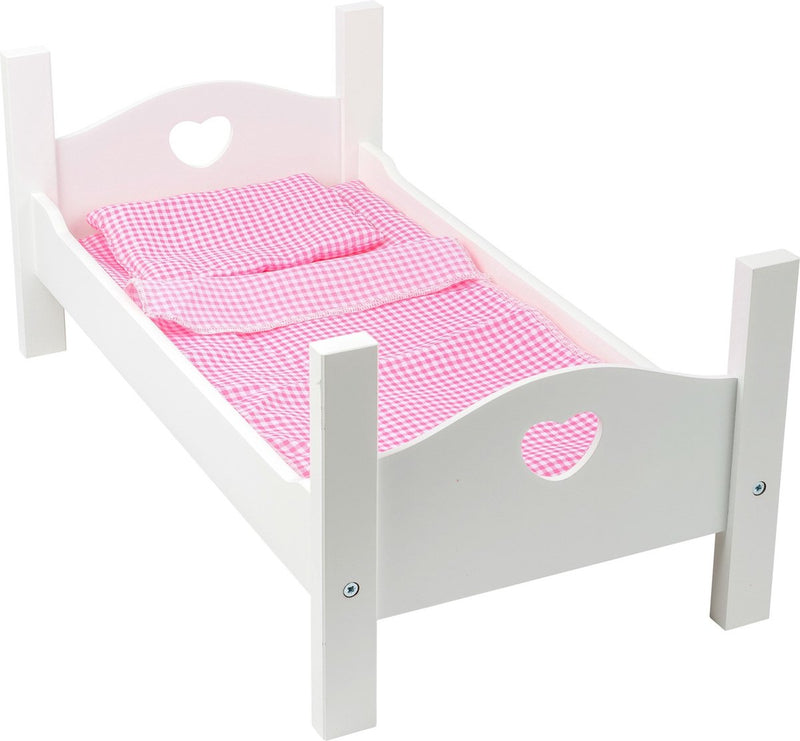 Afbeelding laden in galerijviewer, Small foot - houten poppenbed wit met beddengoed, 4dlg.
