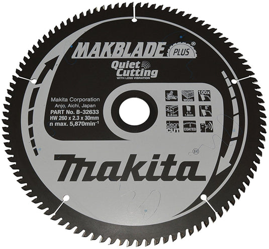 Makita b-32633 afkortzaagblad hout | makblade-plus | 260 x 30 mm | 100-tands