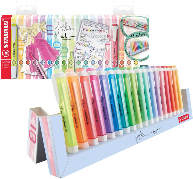 Afbeelding laden in galerijviewer, Stabilo swing cool - markeerstift - perfect voor onderweg - standaard pastel - deskset met 18 kleuren
