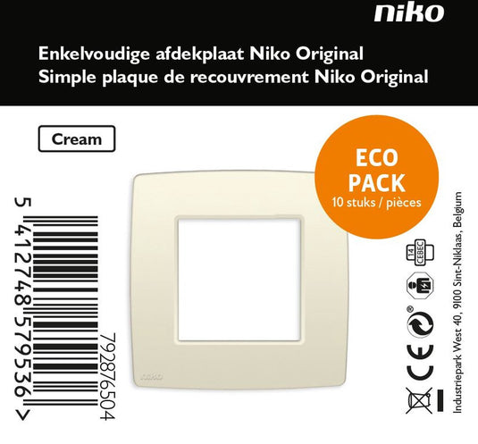 Niko original cream afdekplaat - enkelvoudig - 10 stuks