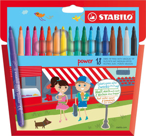 Stabilo power - viltstift - tot 8 weken zonder dop - etui met 18 kleuren