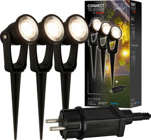 Briloner connect to shine - prikspot - set van 3 - tuinspot startset - tuinverlichting - ip65 - warm wit licht - 22.5x5x6 cm