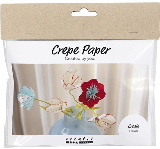 Creativ company cc mini hobbyset crepepapier bloemen pastelkleuren