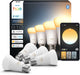 Philips hue led lamp - lichtsterkte 800 lumen - e27 fitting - bevat 4 lampen - aanpasbaar wit en gekleurd licht - standaard lampvorm - slimme verlichting