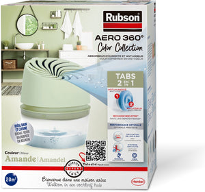 Rubson vochtopnemer aero360 colour collection amandel 450g box | vochtvangende luchtontvochtiger toestel | ontvochter | vochtopnemer binnenhuis.