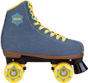Nijdam retro rolschaatsen - denim rebel - denimblauw geel - maat 39