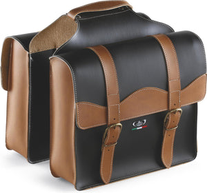 Selle monte grappa bauletto dubbele fietstas - 29 liter - leer - zwart donkerbruin