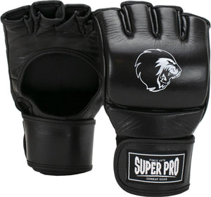 Super pro combat gear slugger mma handschoenen leder zwart wit extra large