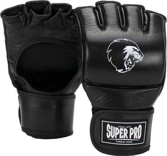 Super pro combat gear slugger mma handschoenen leder zwart wit extra large