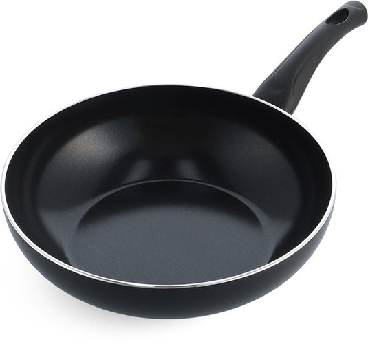 Bk brilliant wokpan 28cm - 3.7l - pfas-vrije antikleeflaag – wokpan inductie – keramische pan - ovenbestendig tot 230°c – koudgrepen - zonder deksel - zwart