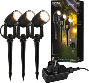 Briloner connect to shine - prikspot - set van 3 - tuinspot startset - tuinverlichting - ip65 - warm wit licht - ø4x2.5 cm - 1.5m kabel