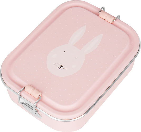 Trixie brooddoos klein - mrs. rabbit - rsv lunchbox voor kinderen - makkelijk te openen broodtrommel - roze