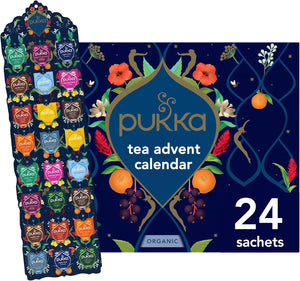 Pukka tea adventskalender 2026 - giftset 24 theezakjes - advent theedoos - biologische kruidenthee assortiment - thee geschenkdoos