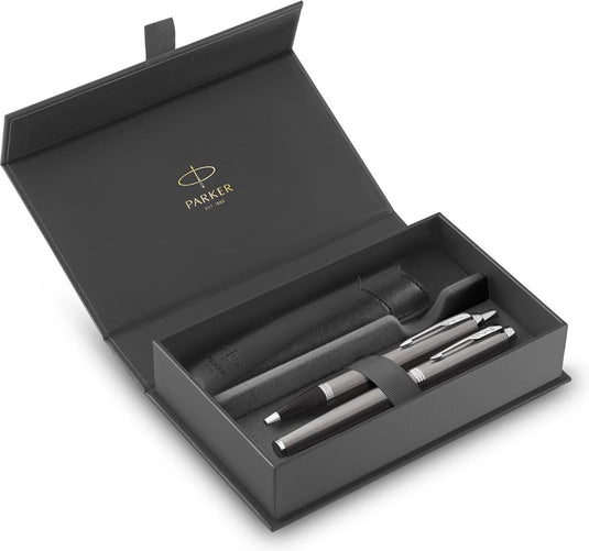 Parker balpen en vulpen im met etui ct m rvs