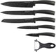 Kinghoff messen in een 6-delige set - staal met een gemarmerde coating - in geschenkdoos - zwart -
