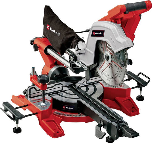 Einhell elektrische radiaal afkort- verstekzaag te-sm 10 l dual - 1800w - ø254 mm - zaagkop kantelbaar naar links en rechts - met laser - incl. 48 tands zaagblad
