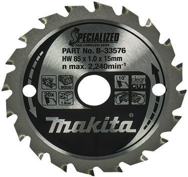 Makita cirkelzaagbad voor hout | specialized | ø 85mm asgat 15mm 20t - b-33576