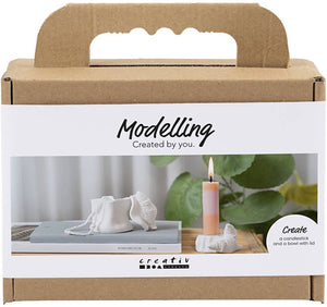 Creativ company cc mini hobbyset kandelaar met schelpen boetseren off-white