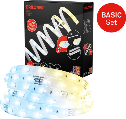 Briloner pimp your stripe starterset led strip 2m, wifi, cct, spraakbesturing