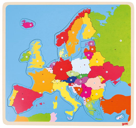 Goki puzzel - europa - 35 stukjes - 32x30x1cm - hout - 5 jaar