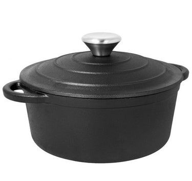 Brunbeste gietijzeren braadpan - 5.9 l - 28 cm - kookpot met deksel - zwart