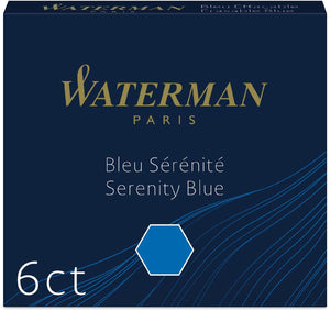Waterman -vulpeninktpatronen | kort 'internationaal' | serenity blue | 6 stuks