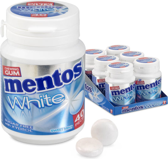 Mentos kauwgom white sweetmint bottle (6x 40 stuks)
