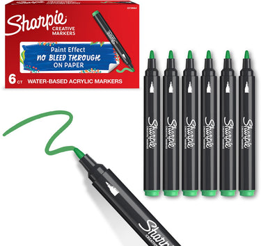 Sharpie creative marker acrylverfmarkers | ronde punt | verfmarkers op waterbasis | inkt loopt niet door en geschikt voor de meeste oppervlakken | groen | 6 stuks