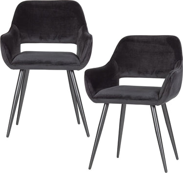 Woood jelle stoel - velvet - zwart - set van 2