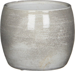 Mica decorations bloempot - lichtgrijs - keramiek - 14 x 12 cm - plantenpotten binnen