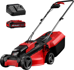 Einhell accu grasmaaier ge-cm 18 30 li kit - power x-change - 18 v li-ion - maaibreedte: 30 cm - aanbevolen gazonoppervlakte: tot 150 m² - 25 l opvangzak - maaihoogte: 30-70 mm - incl. 3.0 ah accu en lader