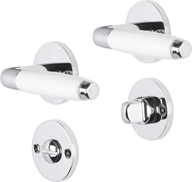 Impresso deurkruk - durban - voor binnen - rond met rond toiletrozet - chroom - wit - 2 stuks