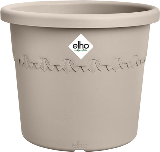 Elho algarve cilindro 58 - bloempot voor buiten - 100% gerecycled plastic - ø 58 x h 29 cm - paddenstoel beige