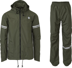 Agu original regenpak uniseks waterdicht - army green - waterkolom 5.000 mm - jas en broek - inclusief opbergtasje