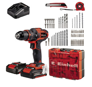 Einhell accu klopboor- schroefmachine te-cd 18 40 li-i +64 kit - power x-change - 18 v li-ion - 40 nm - 2-versnellingen - max. 24.000 slagen min - incl. 2x 2,0 ah accu, oplader accessoires