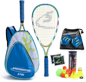 Speedminton s700 set - speedbadminton - crossminton - speed badminton set - geel groen blauw