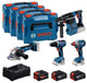 Bosch professional 4-toolkit 18v - gereedschap combiset - gsr 18v-65 - gbh 18v-26 - gws 18v-11 - gdx 18v-285 - gba 18v 5.0 ah - exba 18v 5.5 ah - gal 12v 18v-80 lader