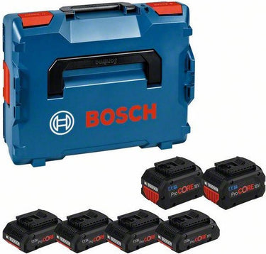 Bosch professional 18 v accuset gereedschapsaccu - biturbo - 4x procore18v 4.0 ah + 2x procore18v 8.0 ah - in l-boxx