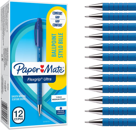 Balpen papermate flexgrip ultra blauw dop permanent watervast