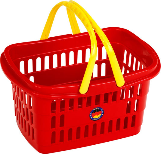 Klein toys winkelmandje - 26,5x17,5x14 cm - hoogwaardig kunststof - incl. praktische handgrepen met afgeronde randen - rood geel