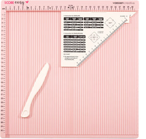 Vaessen creative rilbord - score easy - 30,5 x 30,5 cm - met vouwbeen en liniaal - in cm - roze