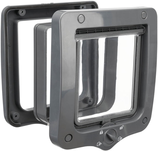 Trixie 4-weg kattenluik inclusief tunnelstuk grijs