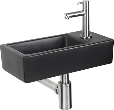 Differnz hator fonteinset - 9x37.5x18.5cm - rechthoek - 1 kraangat - zwart