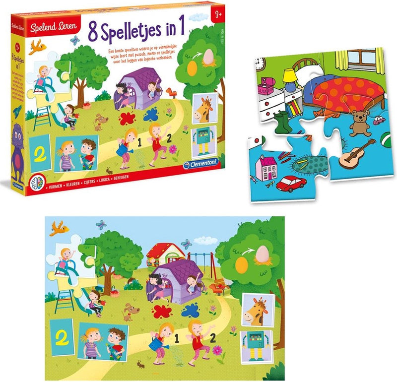 Afbeelding laden in galerijviewer, Clementoni spelend leren - 8 spelletjes in 1
