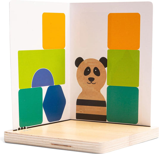 Bs toys panda's puzzel - fsc hout - vanaf 6 jaar - 20 puzzels - train het ruimtelijk inzicht